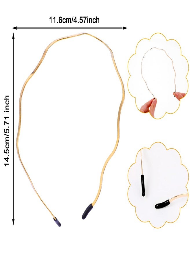 Tyqour 2Pcs Gold Headbands for Women Thin Metal Hair Band Retro Big Wavy Headband Hair Styling Accessories for Women Teen Girls Bridal Wedding - Image 4